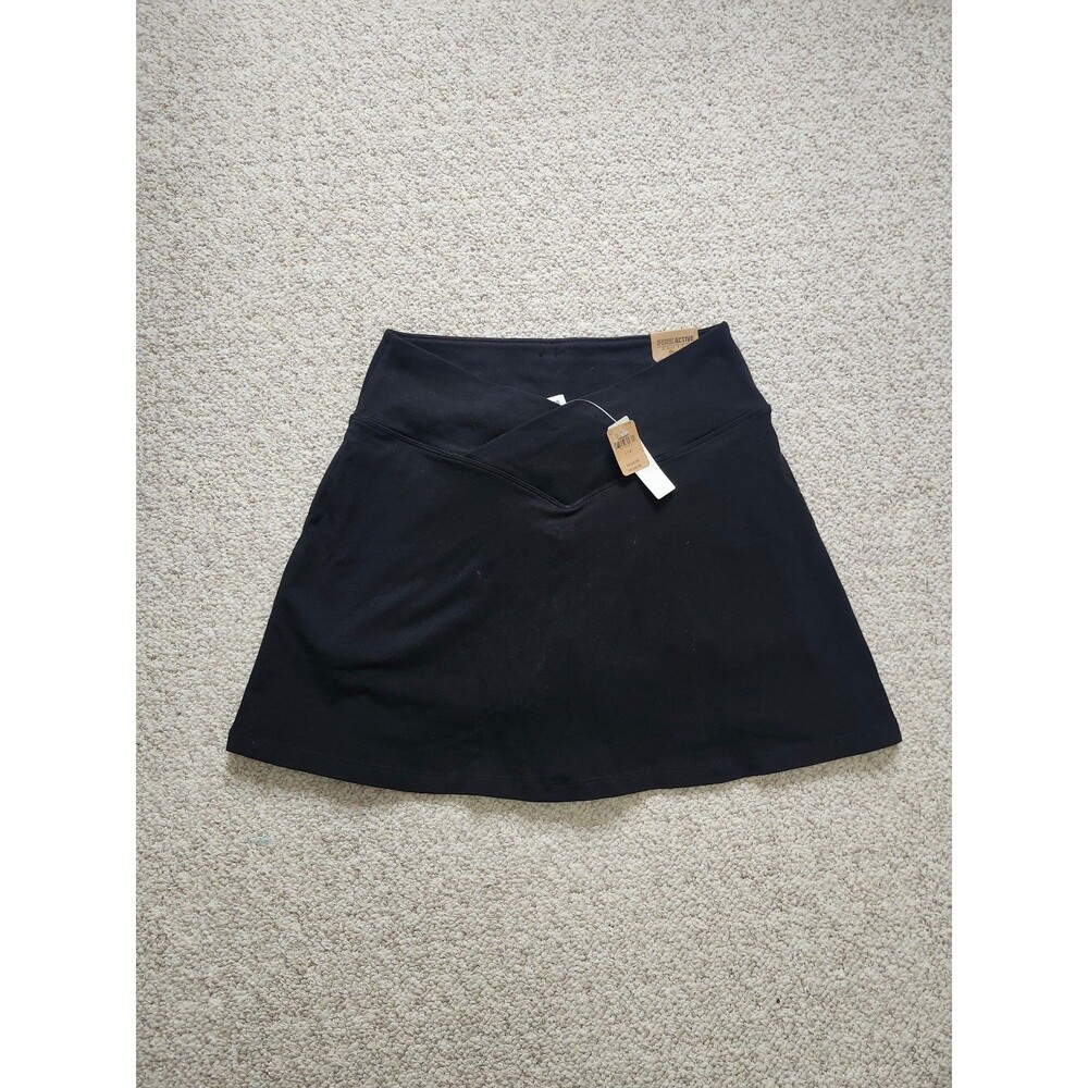NWT PINK Cotton High Waist V Crossover Skort Black Women's Large